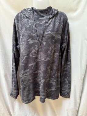 Lululemon Warm Stabilizer 1/2 Zip Hoodie - Incognito Camo HTR Black - Size 14